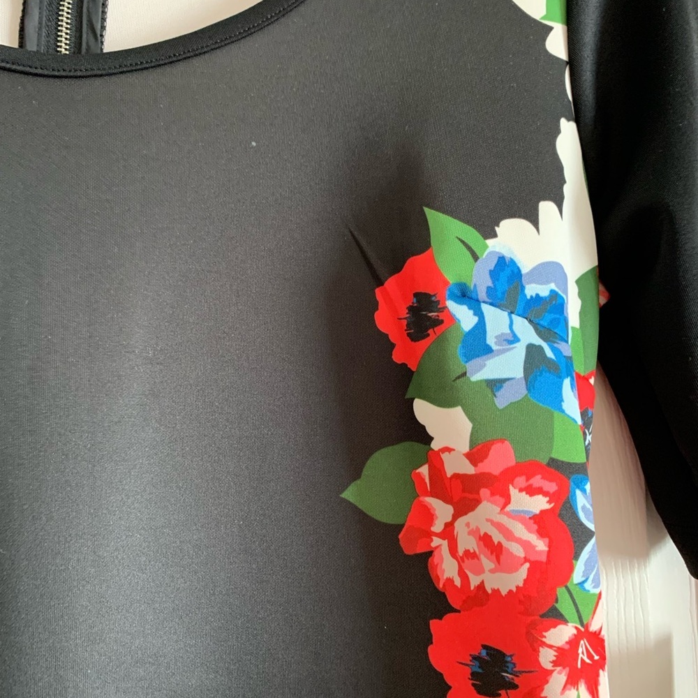 NY Collection Black Floral Women’s Dress Size Medium - Picture 11 of 17